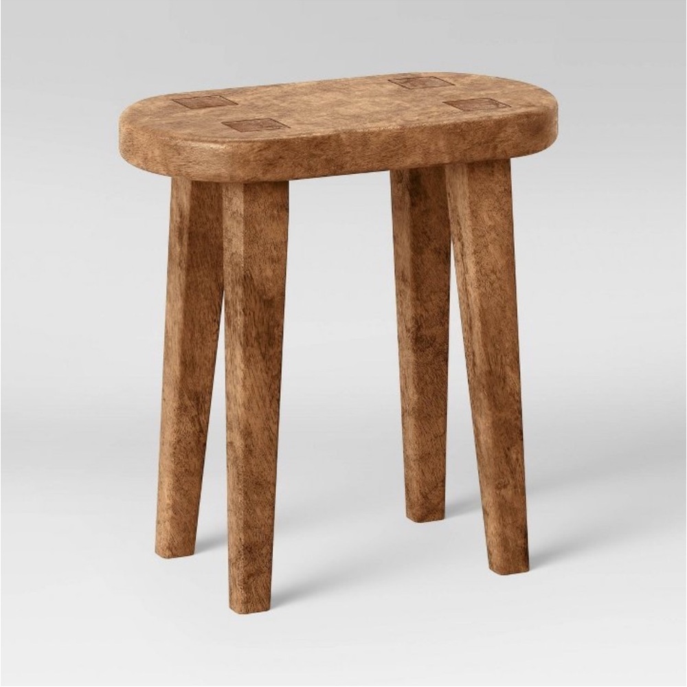 Threshold Woodland Tall Carved Wood Table Brown
